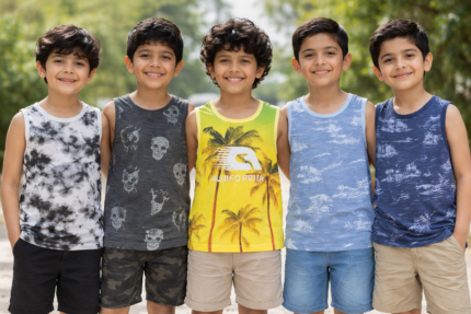 Kids Sando Cotton Pack of 3 (Random Colors & Prints)