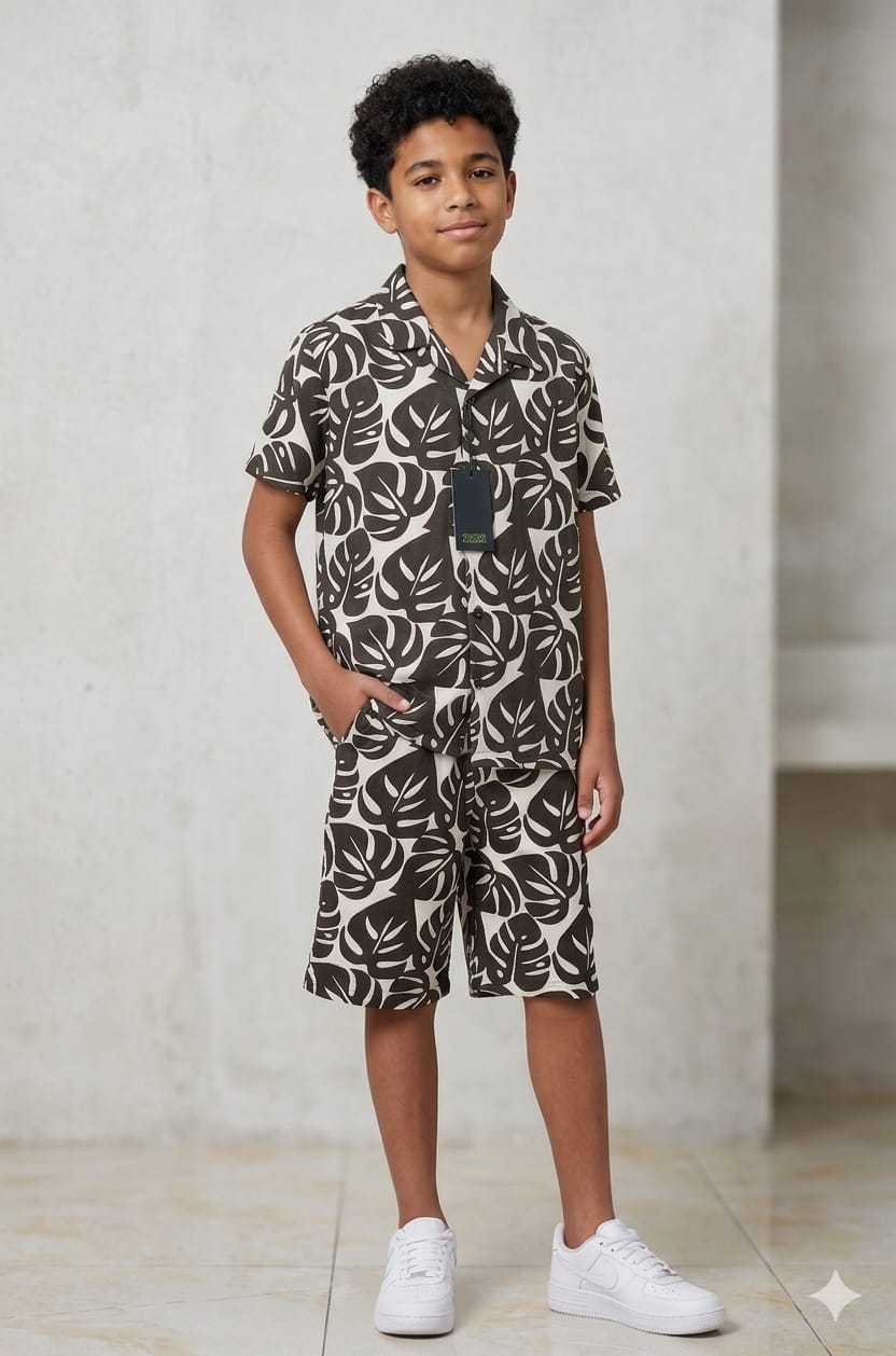 1 Boys Tropical Leaf Print Co-ord Set - Image 1